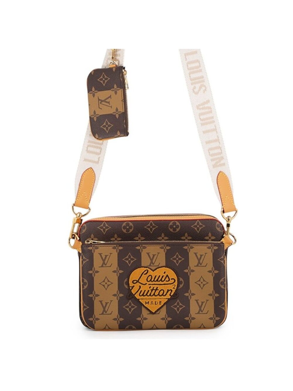 Louis Vuitton Shoulder Bag Monogram Striped LV Squared Trio Messenger NIGO